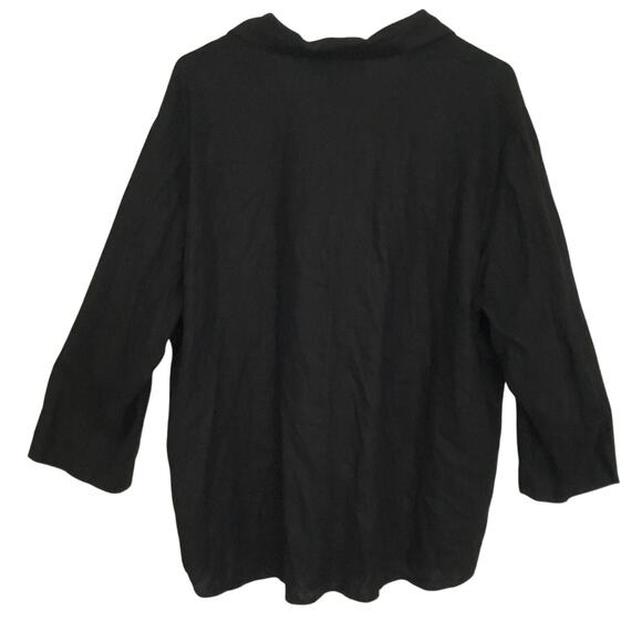 Sag Harbor Casual Buton Down Black Shirt Sz XL Linen Blend - Picture 2 of 8